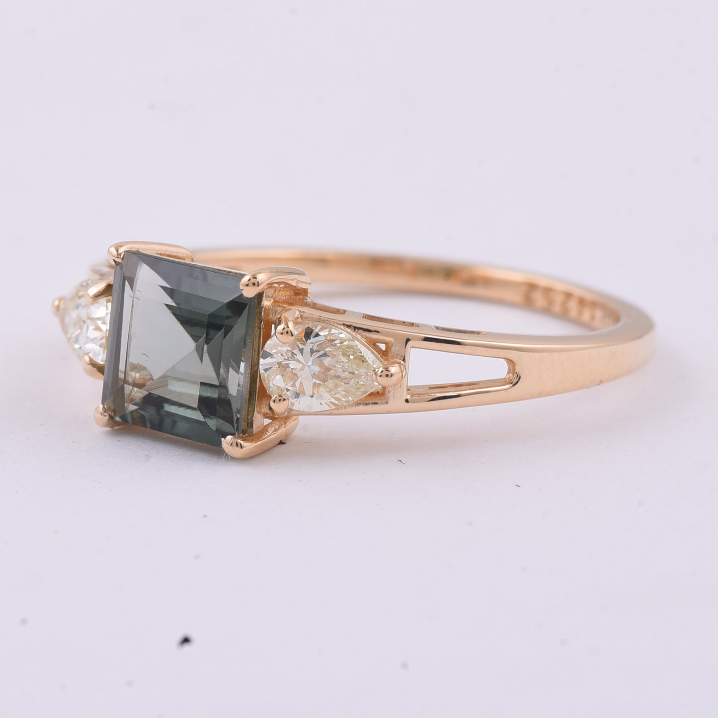 1.36 Ct Square Step Cut Natural Tourmaline 14K Gold Ring