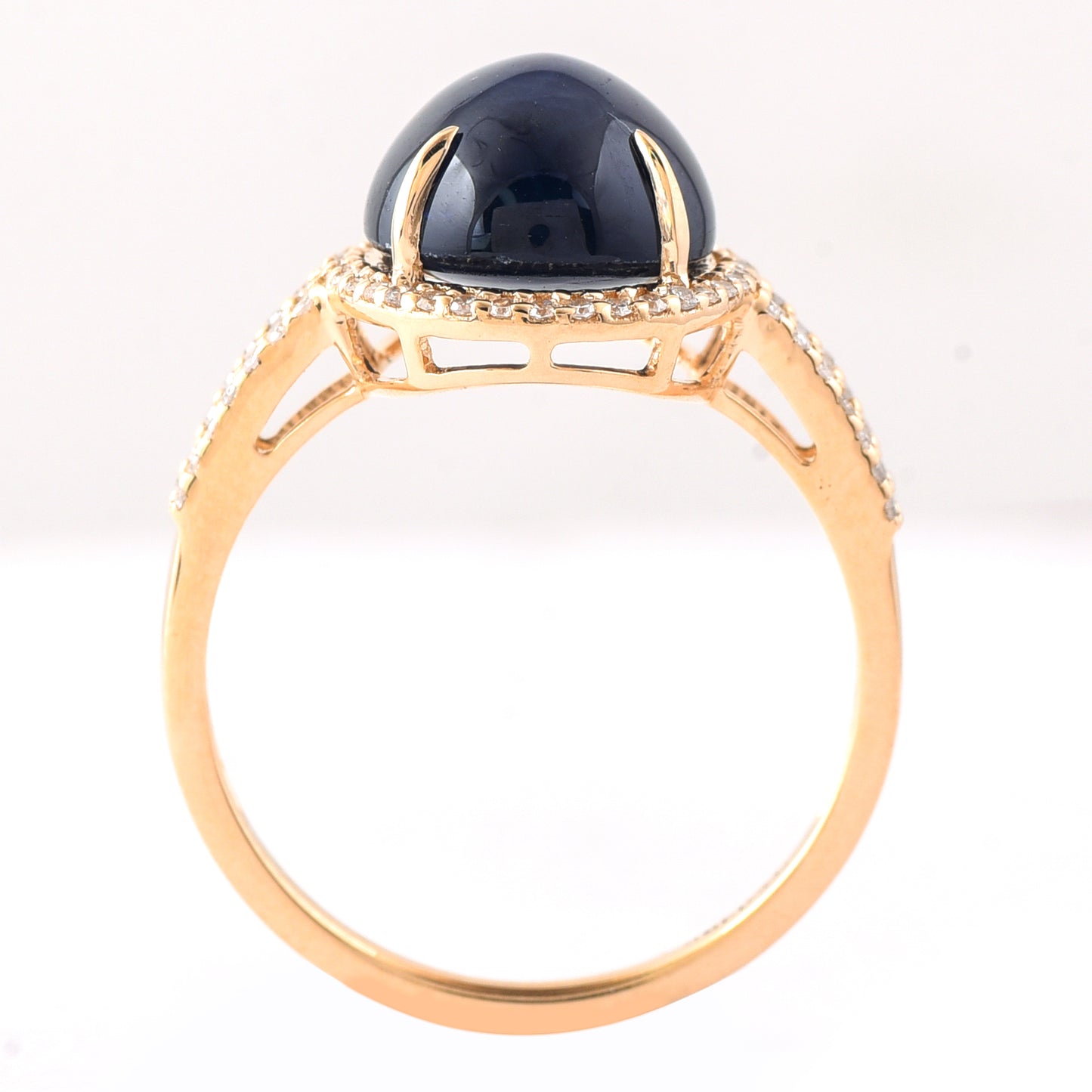 7.04 Ct Oval Cabochon Cut Natural Sapphire 14K Gold Ring