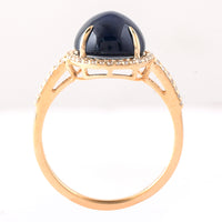 7.04 Ct Oval Cabochon Cut Natural Sapphire 14K Gold Ring