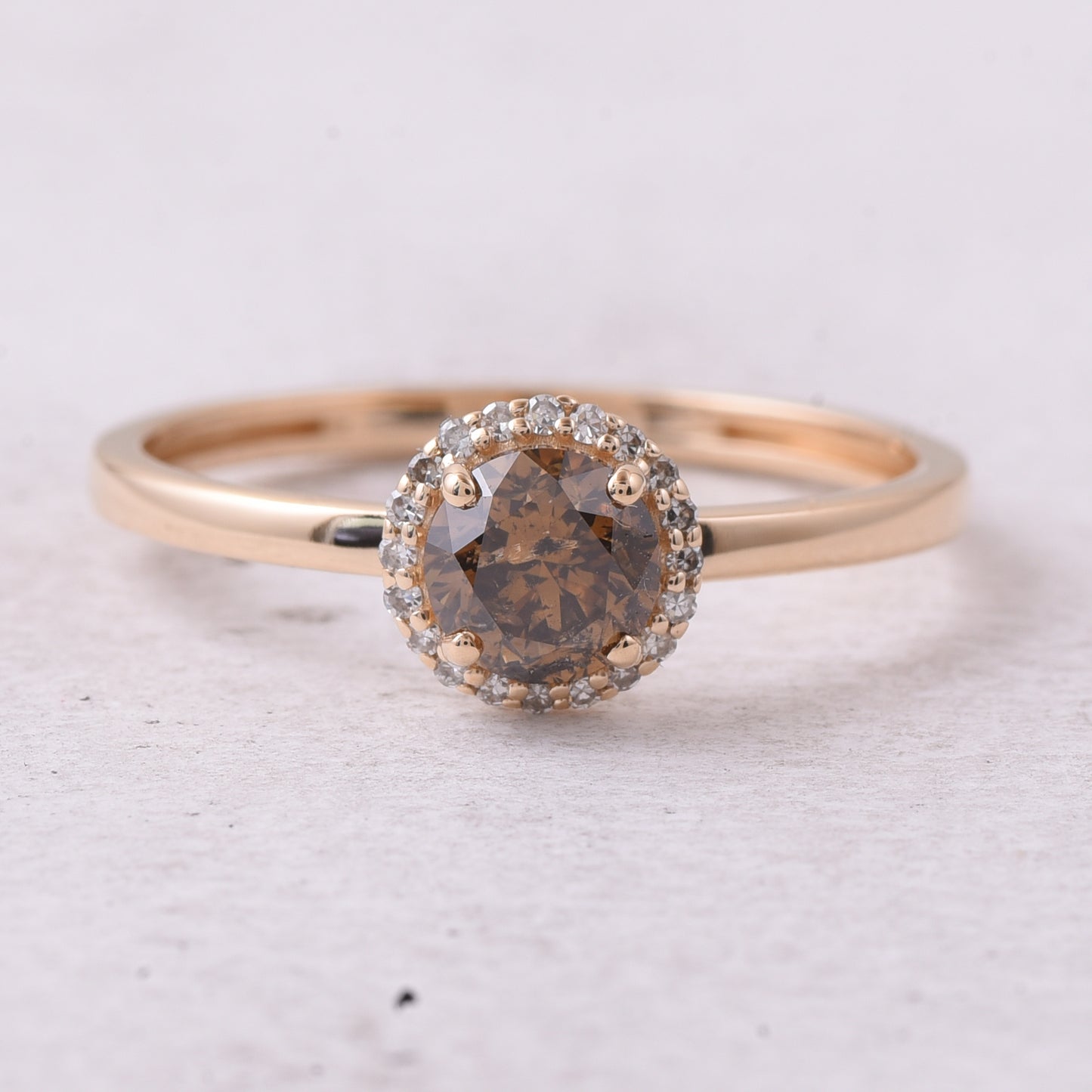 0.75 Ct Round Dark Brown Diamond 14K Gold Ring