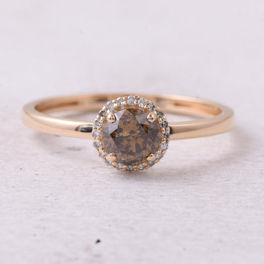 0.75 Ct Round Dark Brown Diamond 14K Gold Ring