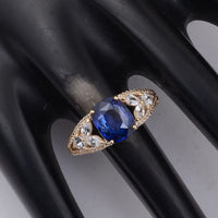 3.70 Ct Cushion Sapphire 9K Gold Ring