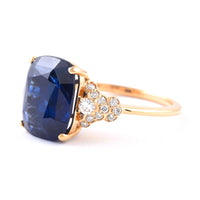 7.14 Ct Cushion Blue Sapphire 18K Gold Ring