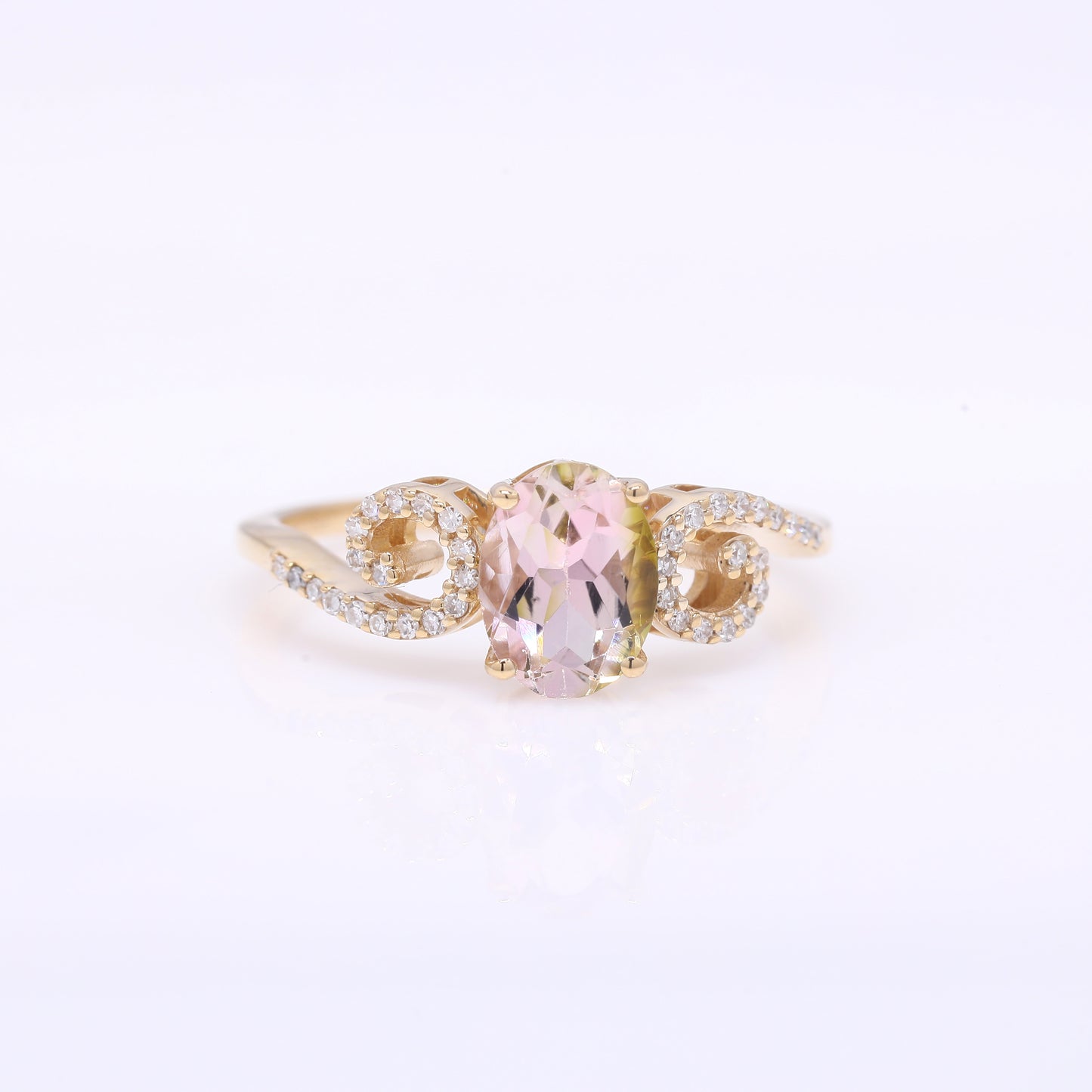1.30 Ct Oval Mixed Cut Natural Tourmaline 14K Gold Ring