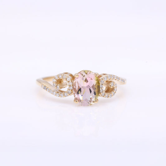1.30 Ct Oval Mixed Cut Natural Tourmaline 14K Gold Ring