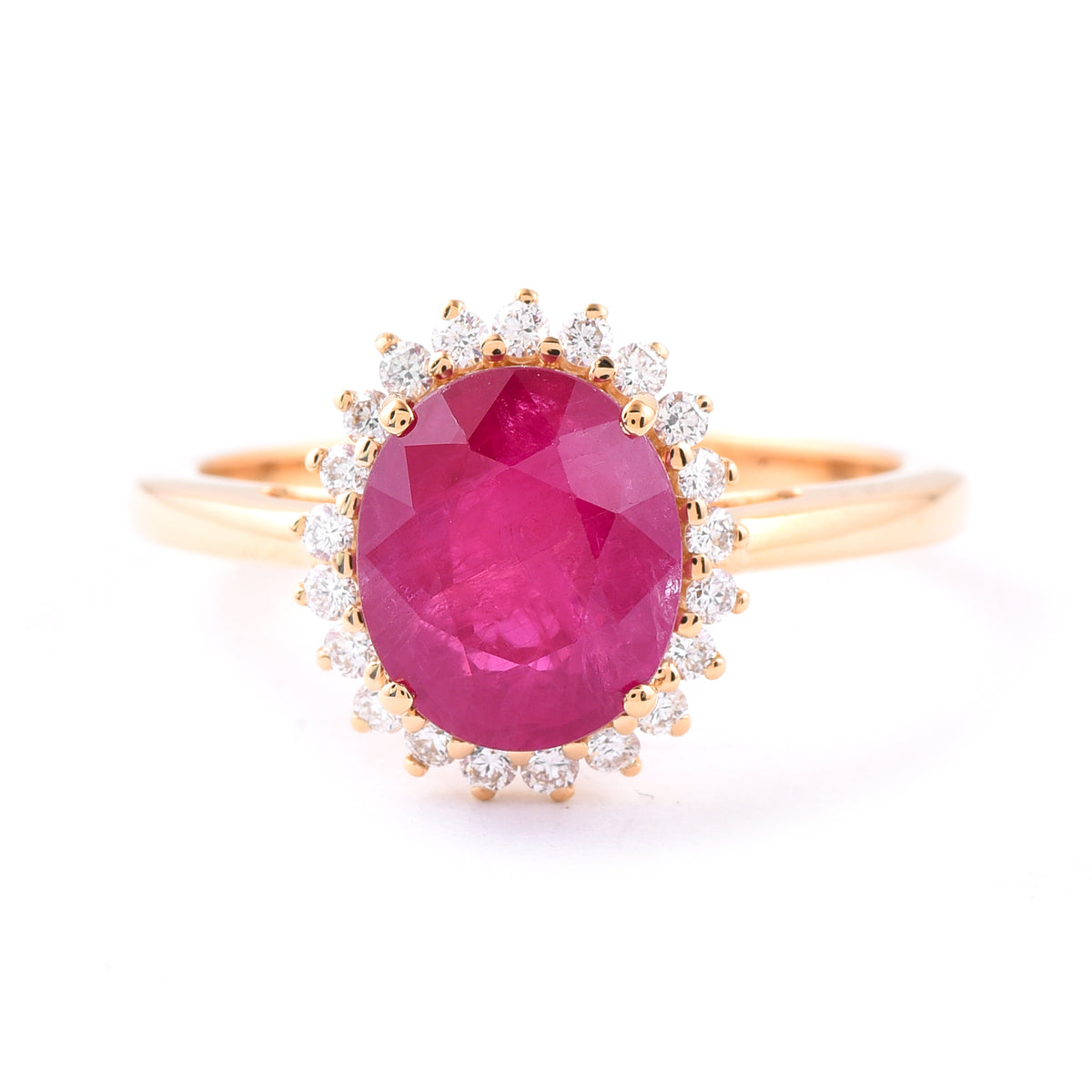 3.49 Ct Oval Ruby 18K Gold Ring