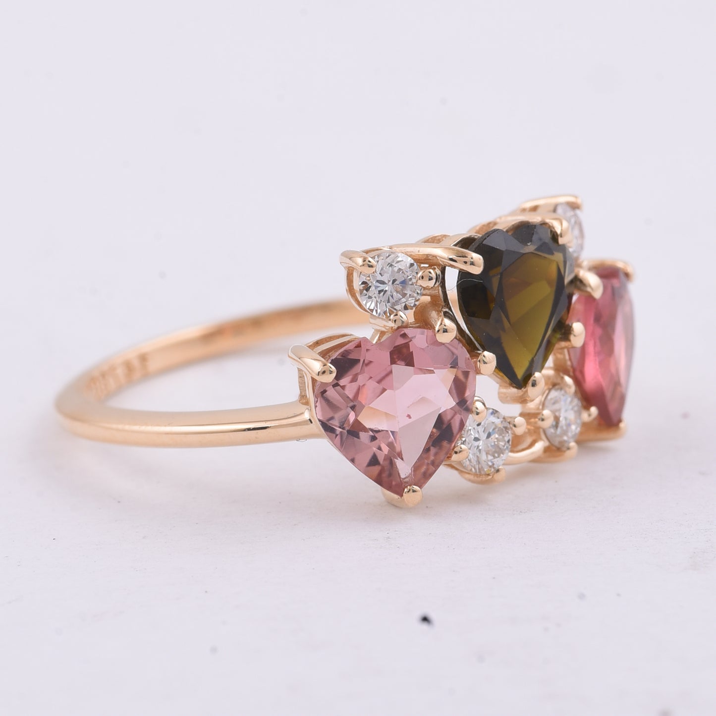1.93 Ct Heart Natural Multi-Coloured Tourmaline 14K Gold Ring
