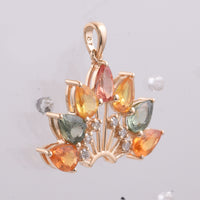 3.52 Ct Pear Natural Multi-Coloured Sapphire 14K Gold Pendant