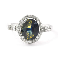 2.94 Ct Oval Mixed Cut Natural Bi-Coloured Sapphire 950 Platinum Ring