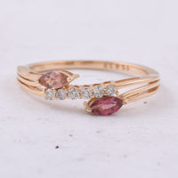 0.38 Ct Marquise Natural Multi Coloured Tourmaline 14K Gold Ring
