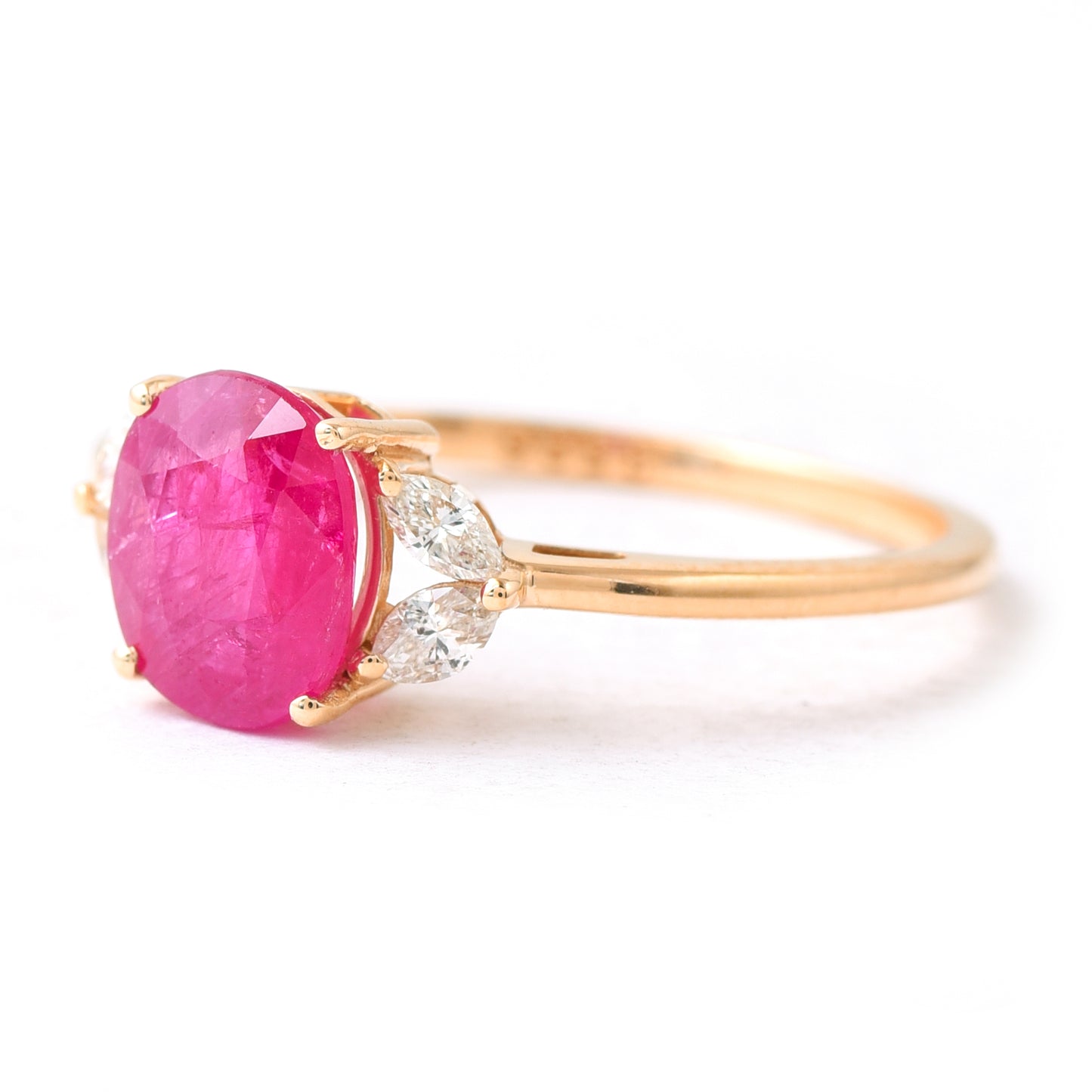 1.54 Ct Oval Mixed Cut Natural Ruby 14K Gold Ring