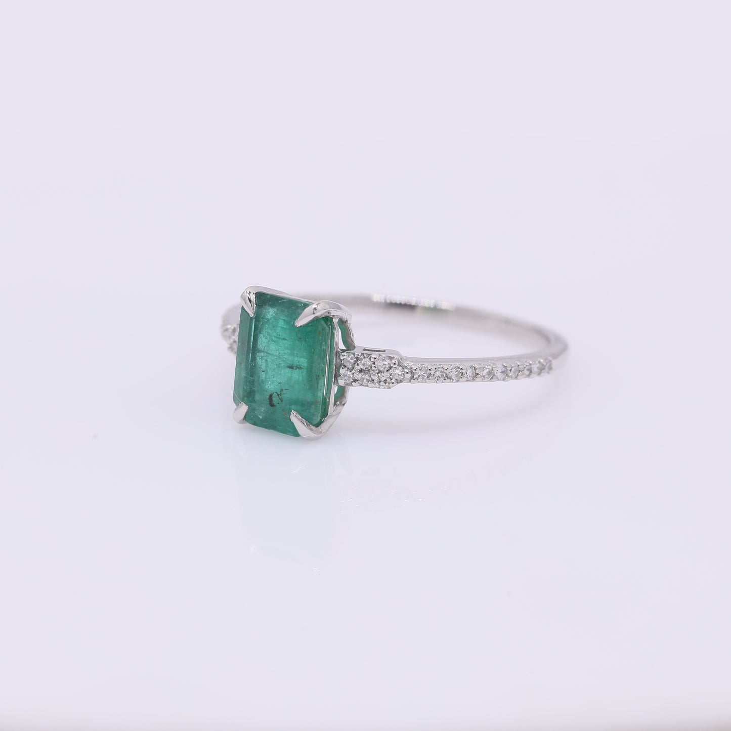 1.50 Ct Octagon Step Cut Natural Emerald 950 Platinum Ring