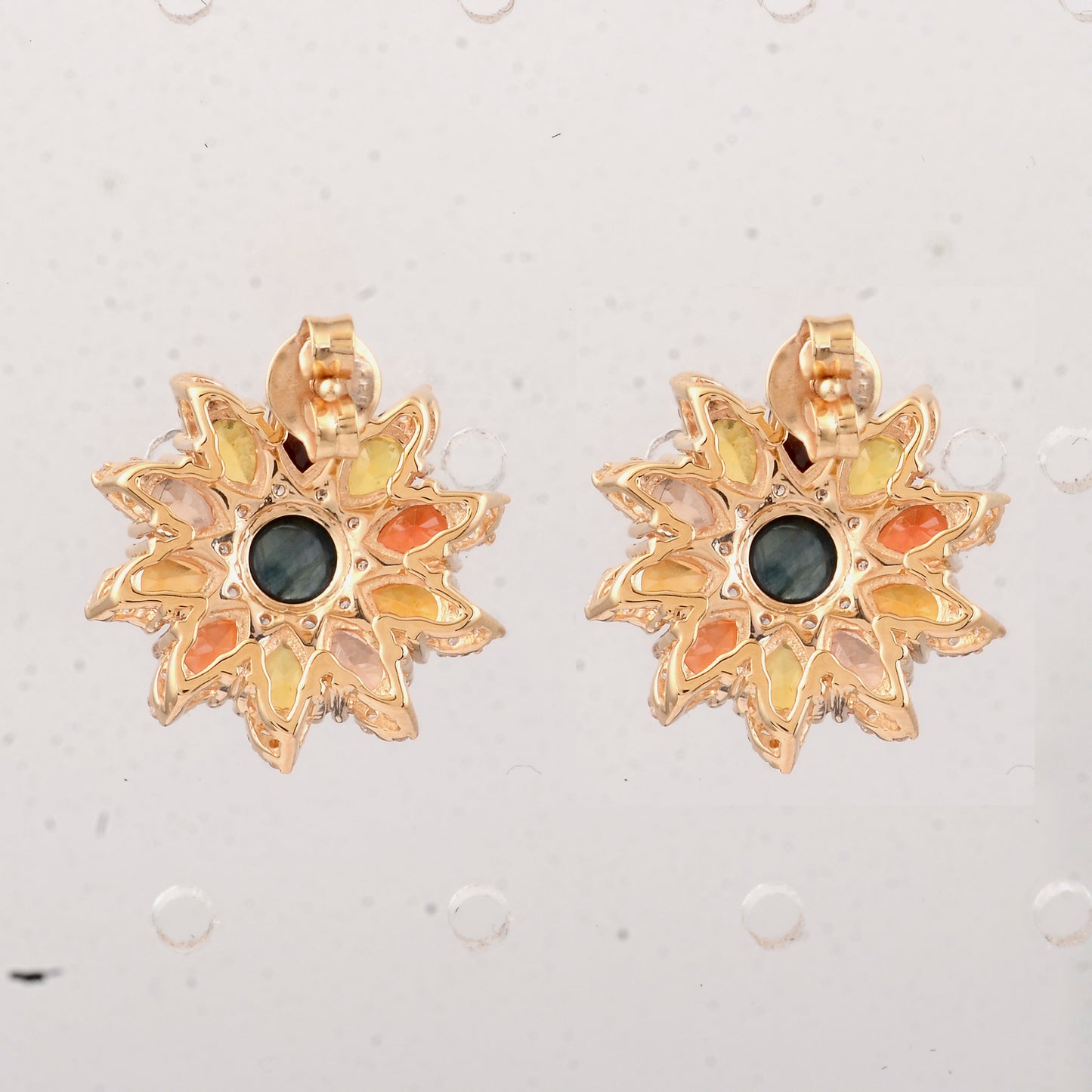 5.37 Ct Round Sapphire 14K Gold Earrings