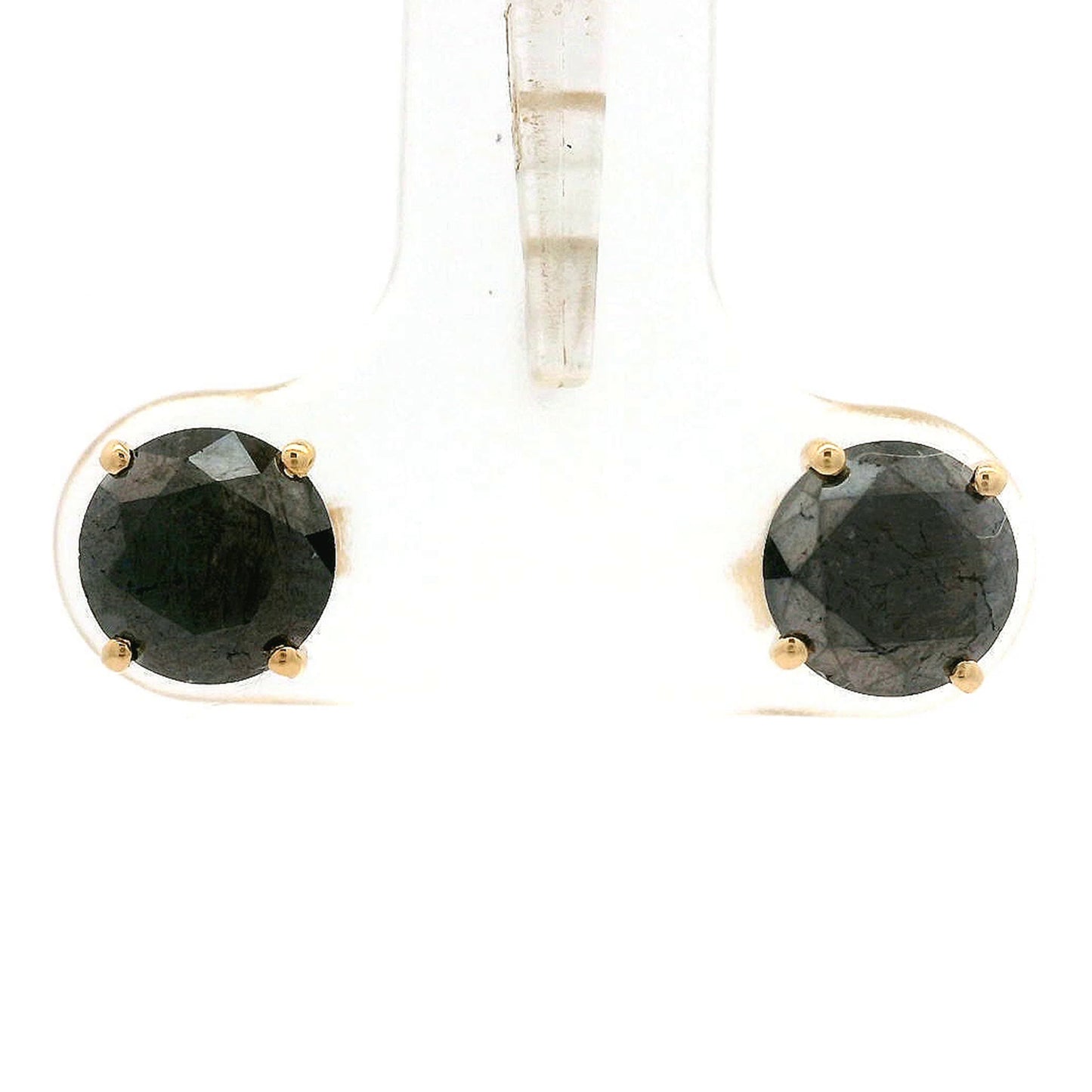 2.06 Ct Round Black Diamond 14K Gold Earrings