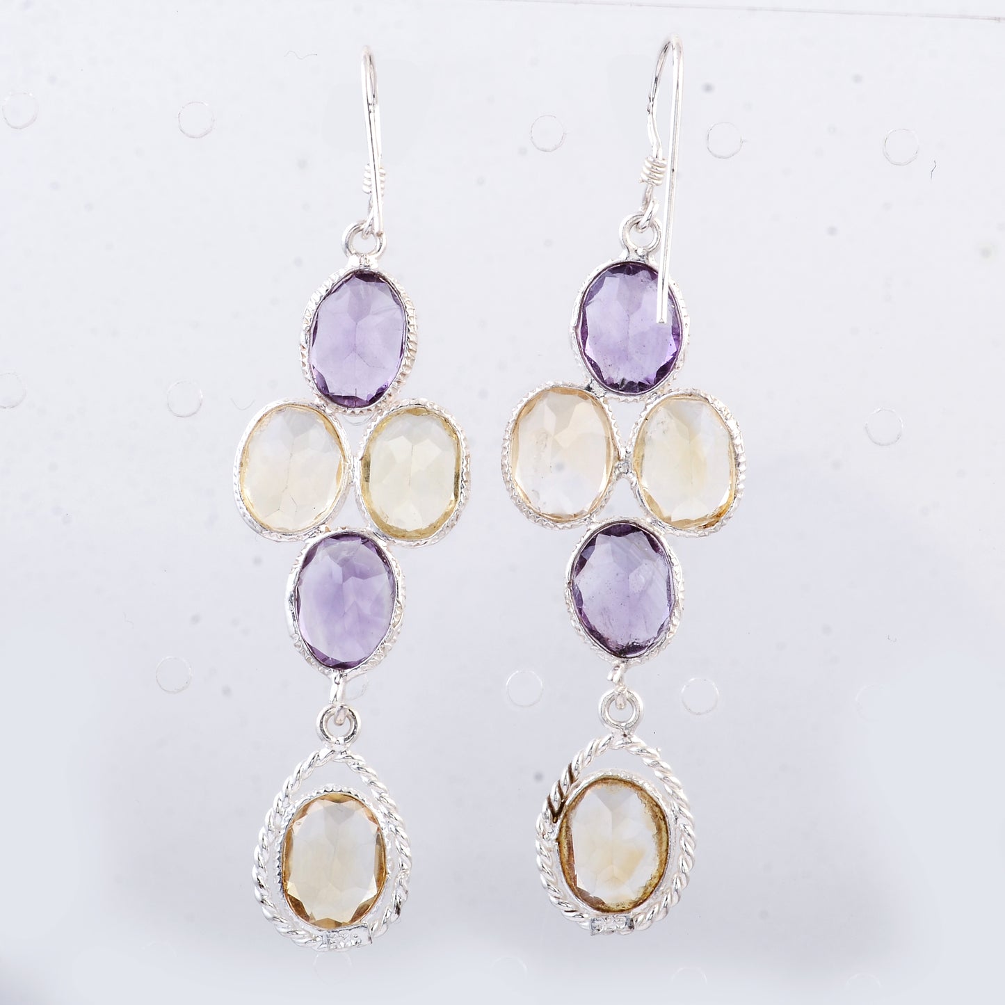 14.15 Ct Citrine, Amethyst 925 Sterling Silver Earrings