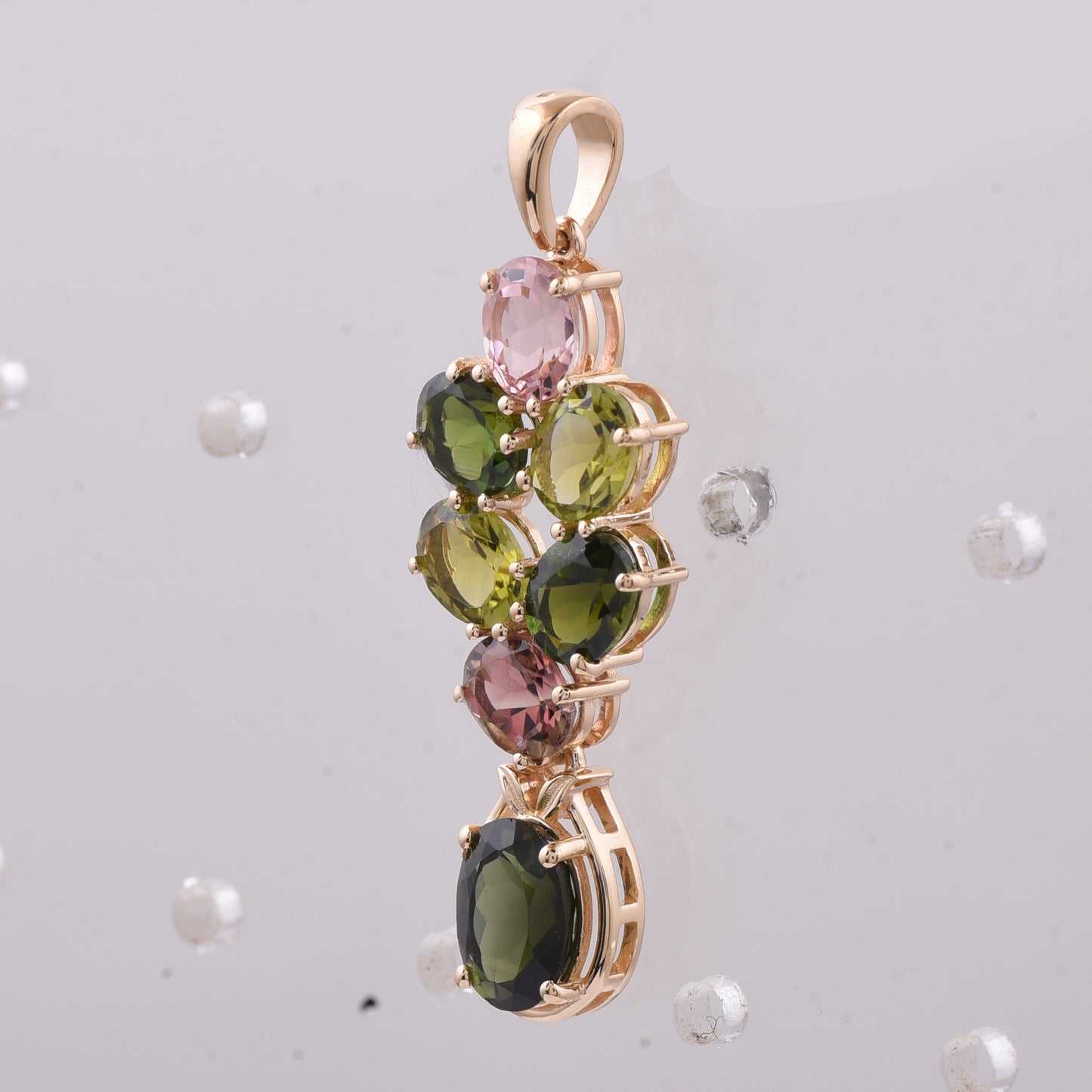 3.33 Ct Oval Natural Multi-Coloured Tourmaline 14K Gold Pendant