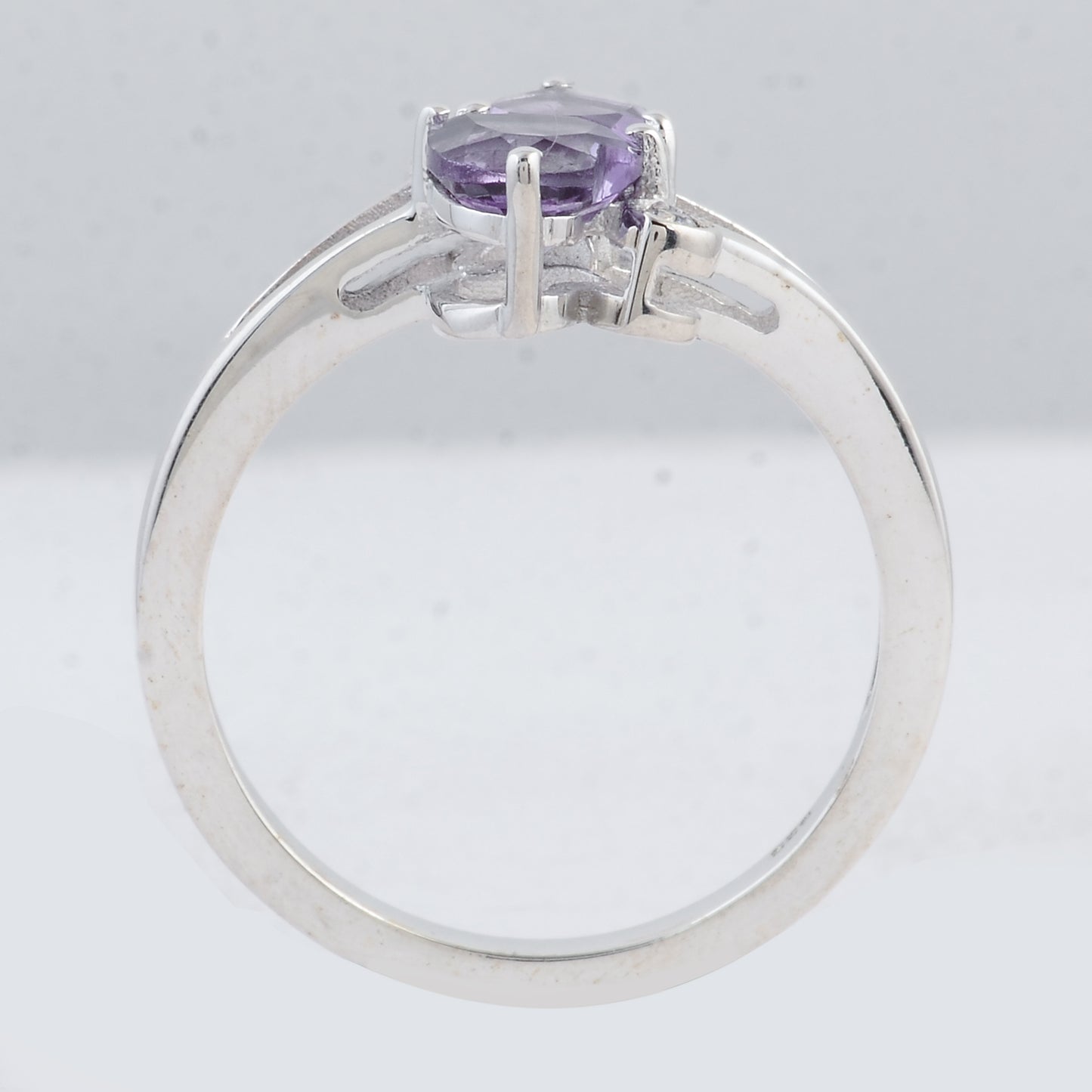 1.56 Ct Heart Amethyst 925 Sterling Silver Ring