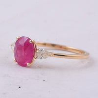 2.03 Ct Oval Natural Ruby 14K Gold Ring