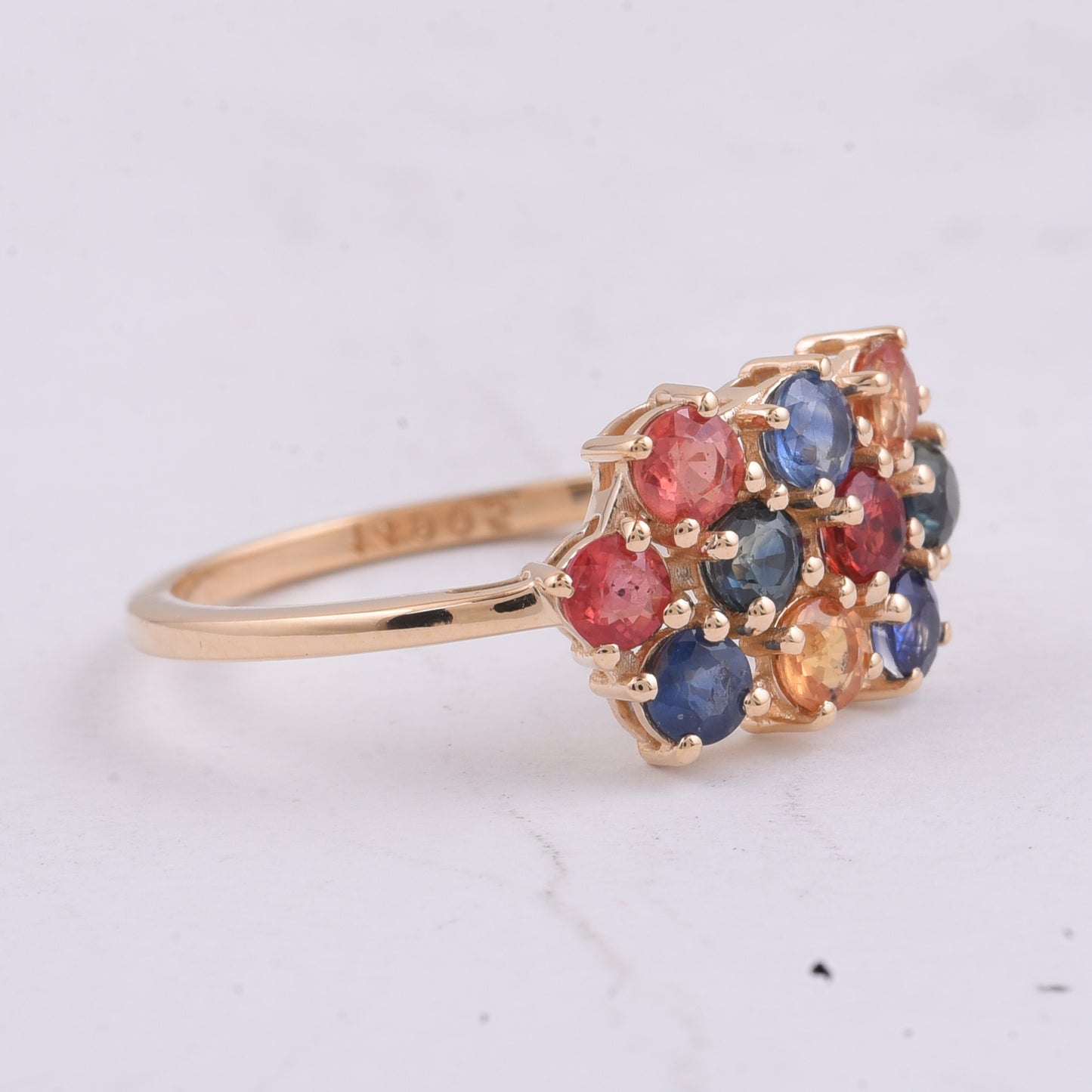 1.53 Ct Round Natural Multi-Coloured Sapphire 14K Gold Ring
