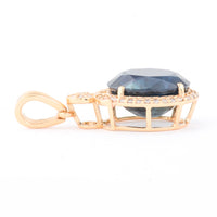 4.31 Ct Oval Natural Sapphire 14K Gold Pendant