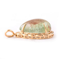 12.65 Ct Pear Cabochon Cut Natural Tourmaline 14K Gold Pendant