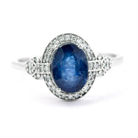 2.10 Ct Oval Mixed Cut Natural Sapphire 950 Platinum Ring