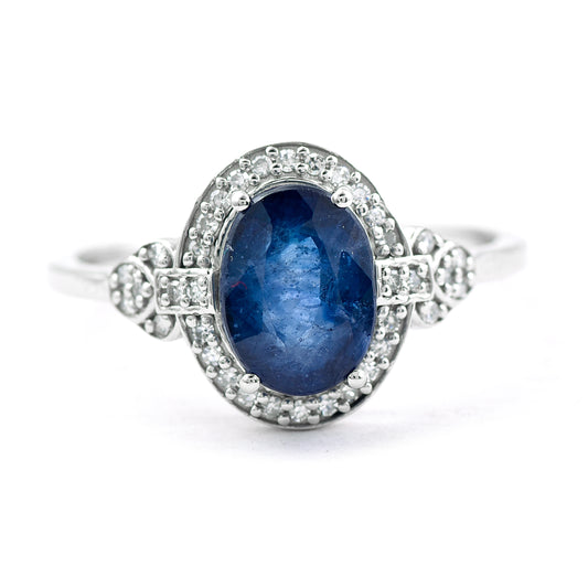 2.10 Ct Oval Mixed Cut Natural Sapphire 950 Platinum Ring