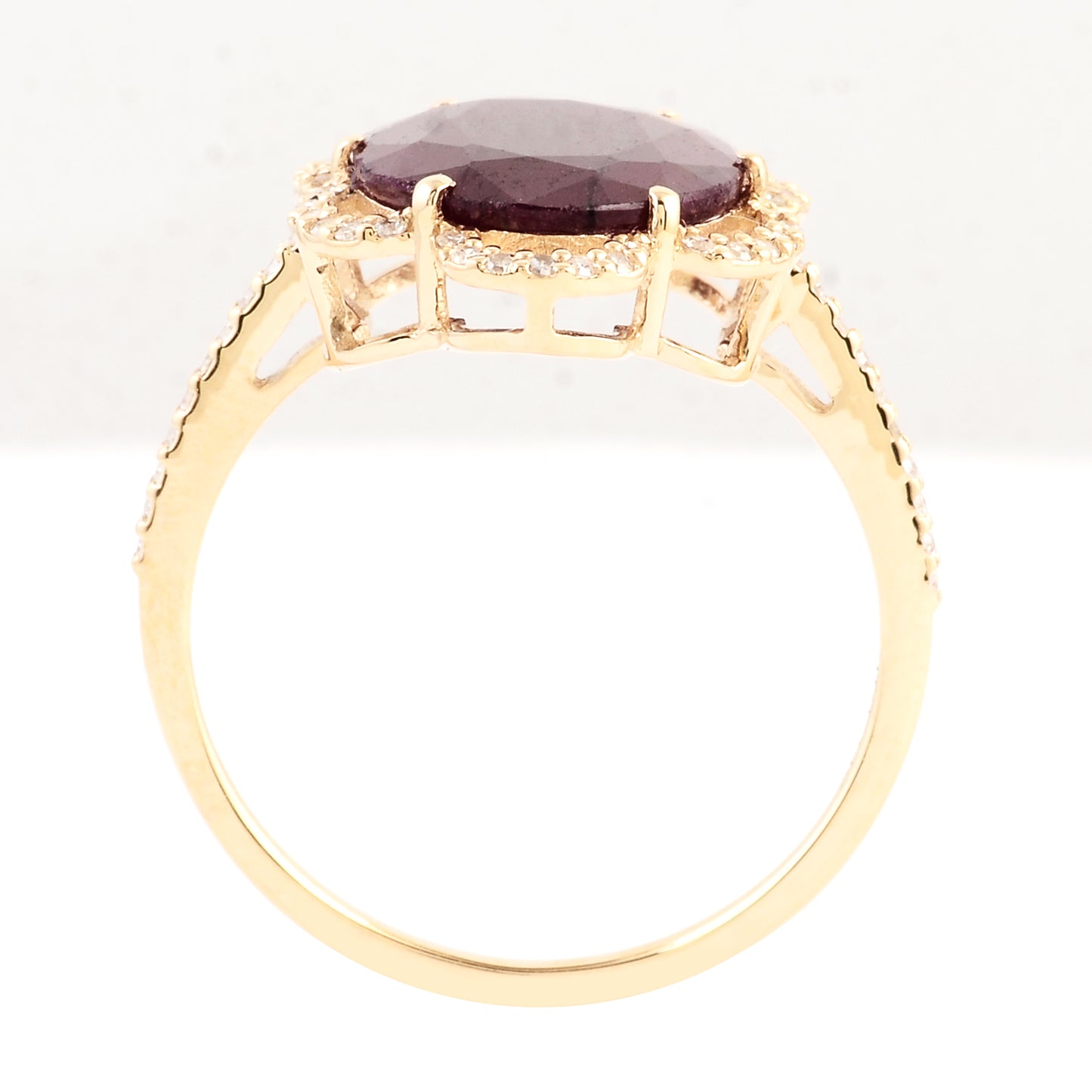 4.54 Ct Oval Mixed Cut Natural Corundum Ruby 14K Gold Ring