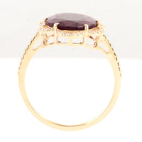 4.54 Ct Oval Mixed Cut Natural Corundum Ruby 14K Gold Ring