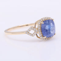2.57 Ct Cushion Mixed Cut Natural Sapphire 14K Gold Ring
