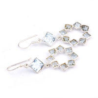 11.10 Ct Blue Topaz 925 Sterling Silver Earrings