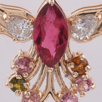 0.97 Ct Marquise, Round Natural Multi-Coloured Tourmaline 14K Gold Pendant