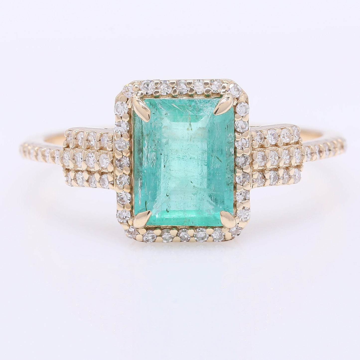 1.42 Ct Octagon Step Cut Natural Emerald 14K Gold Ring