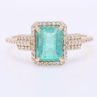 1.42 Ct Octagon Step Cut Natural Emerald 14K Gold Ring