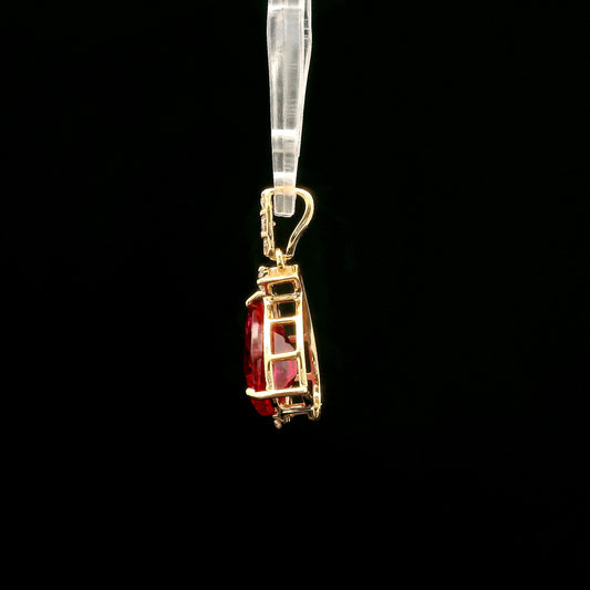 2.35 Ct Pear Lab Grown Ruby 14K Gold Pendant