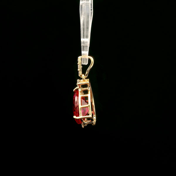 2.35 Ct Pear Lab Grown Ruby 14K Gold Pendant