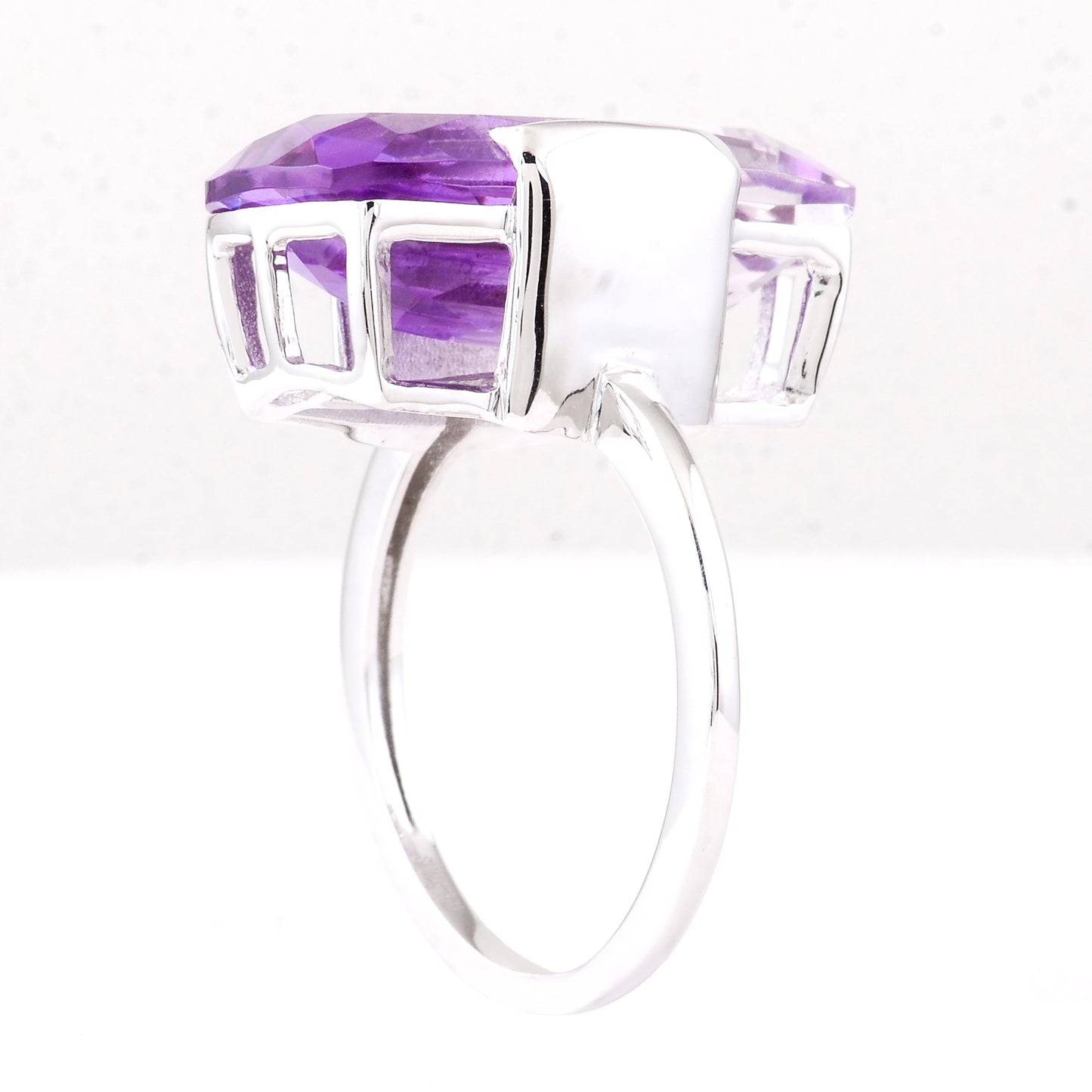9.88 Ct Cushion Amethyst 925 Sterling Silver Ring