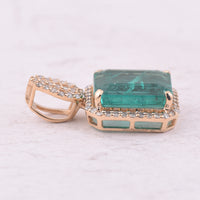 3.22 Ct Octagon Step Cut Natural Emerald 14K Gold Pendant