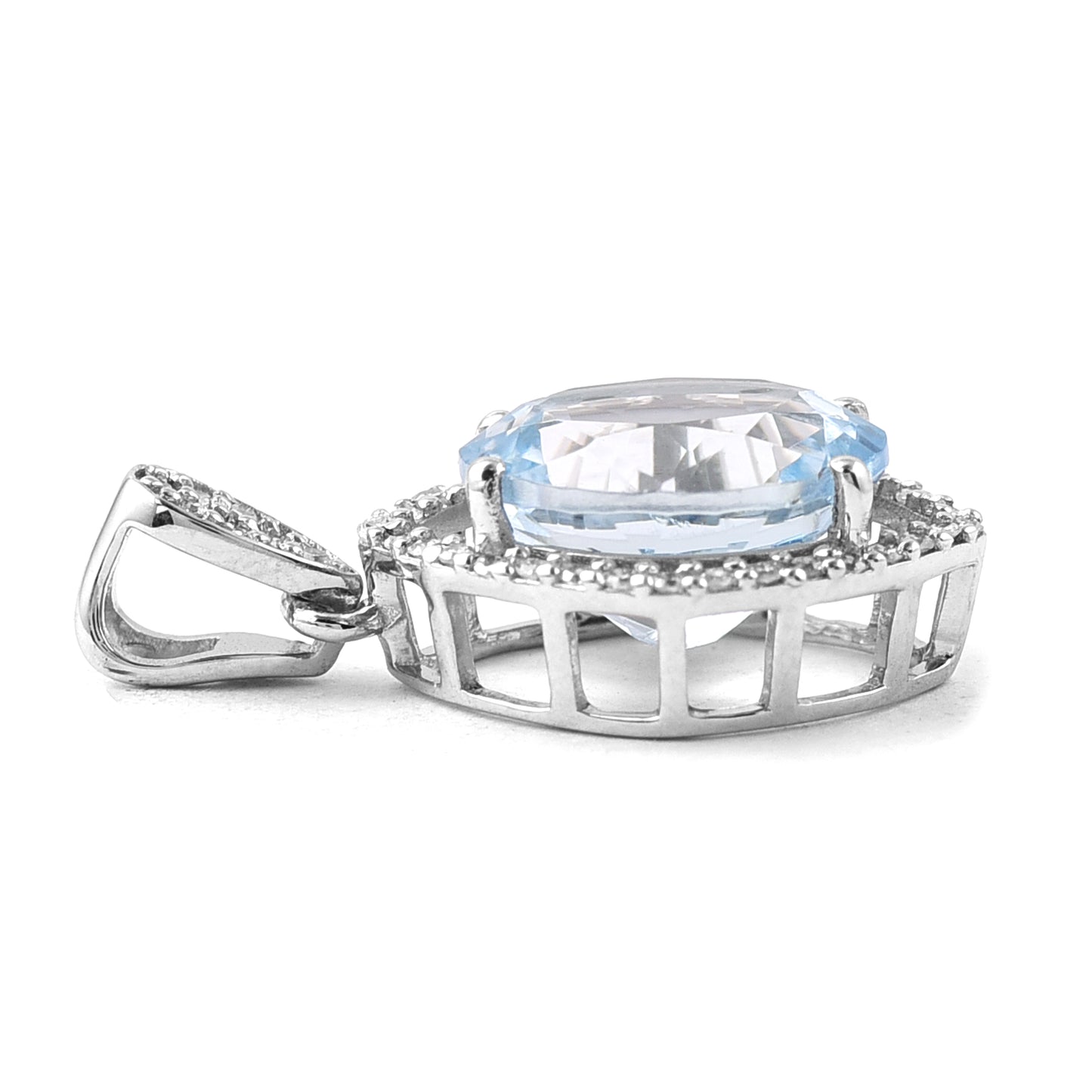 2.49 Ct Oval Mixed Cut Natural Aquamarine 950 Platinum Pendant