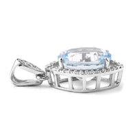 2.49 Ct Oval Mixed Cut Natural Aquamarine 950 Platinum Pendant