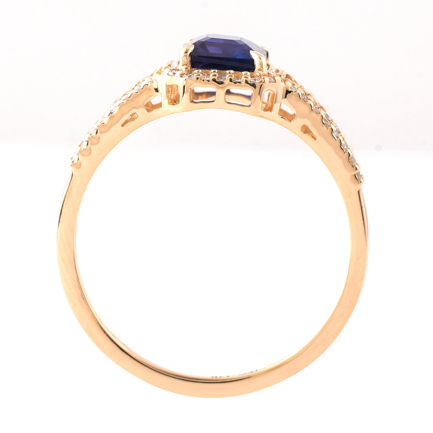 1.25 Ct Octagon Blue Sapphire 14K Gold Ring