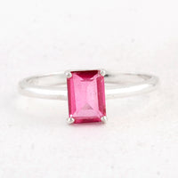 1.10 Ct Octagon Pink Topaz 925 Sterling Silver Ring