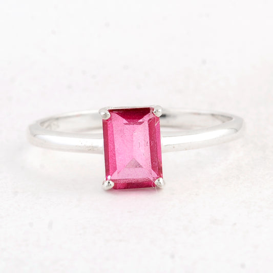 1.10 Ct Octagon Pink Topaz 925 Sterling Silver Ring