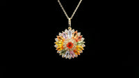 3.03 Ct Round Multi Sapphire 14K Gold Pendant