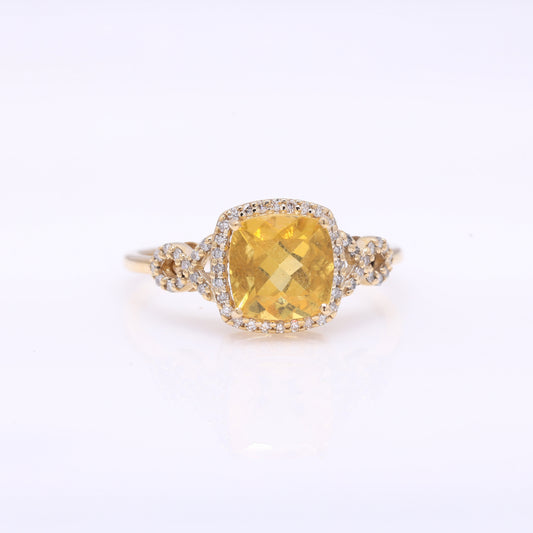 1.24 Ct Cushion Mixed Cut Natural Fire Opal 14K Gold Ring