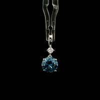 1.64 Carats Blue Lab Grown Diamond 14K Gold Pendant