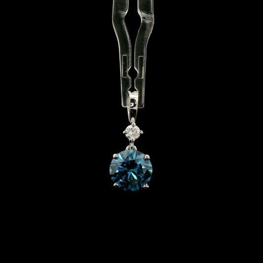1.64 Carats Blue Lab Grown Diamond 14K Gold Pendant