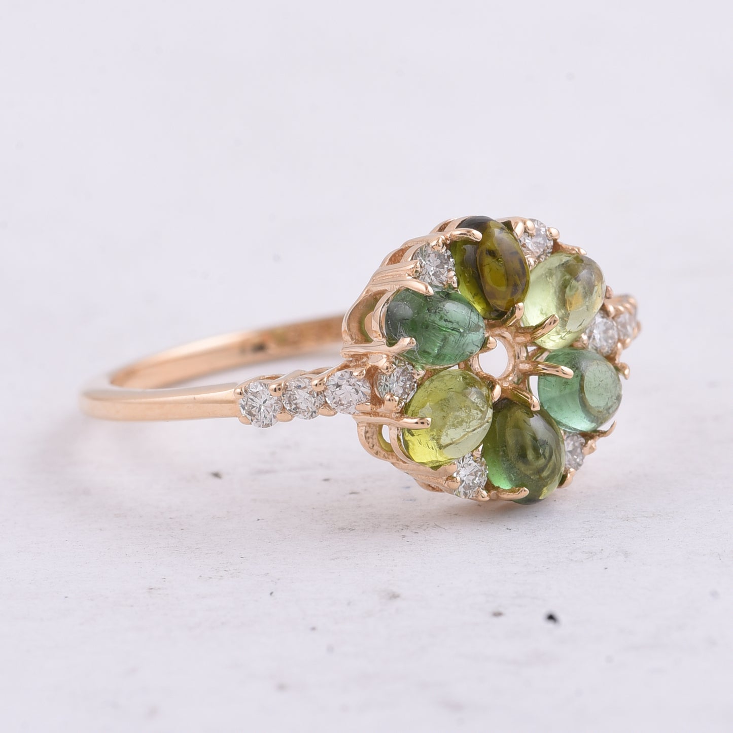 1.35 Ct Oval Cabochon Cut Natural Tourmaline 14K Gold Ring