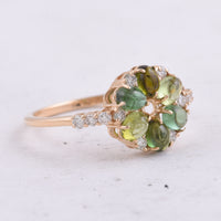 1.35 Ct Oval Cabochon Cut Natural Tourmaline 14K Gold Ring