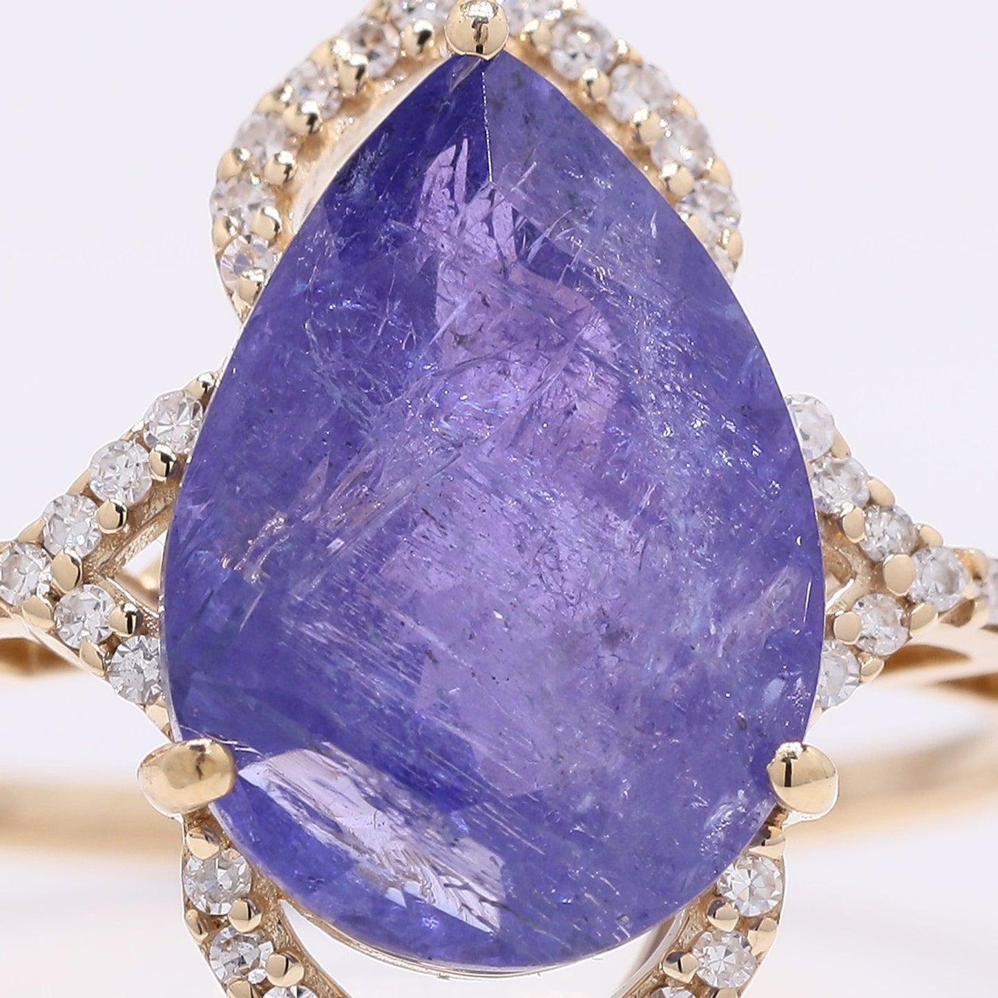 5.11 Ct Pear Mixed Cut Natural Tanzanite 14K Gold Ring